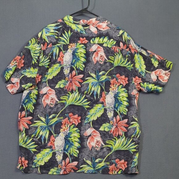 Tommy Bahama Shirt Men's XL Multi Color Silk Loop Collar Floral Cockatoo Travel - Picture 9 of 12